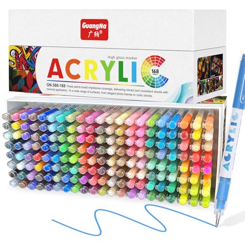 Guangna Acrylic Gel Pens 168 Color, Colored Pens for Journaling, Coloring Books, Calligraphy, Note Taking & DIY Crafts, RollerBall Pen Tip